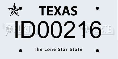 ID00216 Texas License Plate