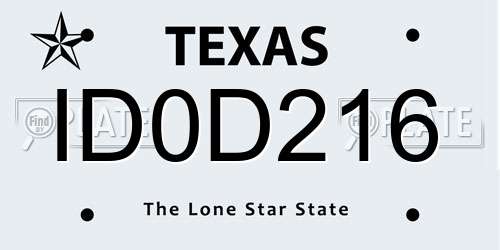 ID0D216 Texas License Plate