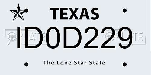 ID0D229 Texas License Plate