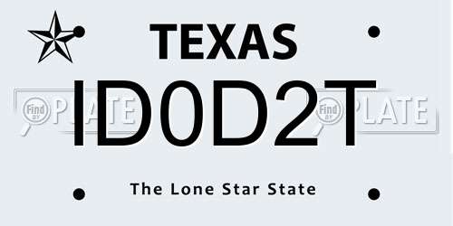 ID0D2T Texas License Plate
