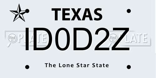 ID0D2Z Texas License Plate