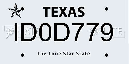 ID0D779 Texas License Plate