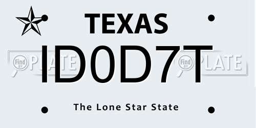 ID0D7T Texas License Plate