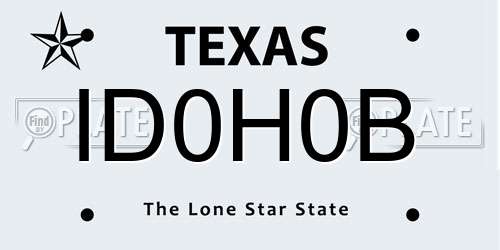 ID0H0B Texas License Plate