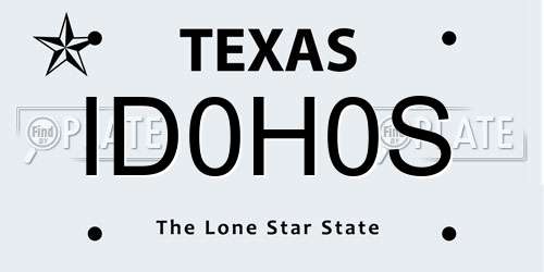 ID0H0S Texas License Plate