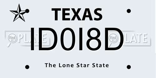 ID0I8D Texas License Plate