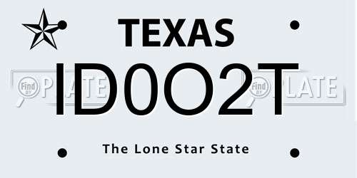 ID0O2T Texas License Plate