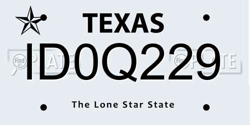 ID0Q229 Texas License Plate