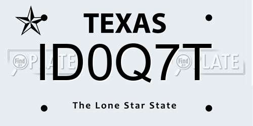 ID0Q7T Texas License Plate