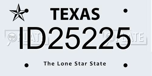 ID25225 Texas License Plate