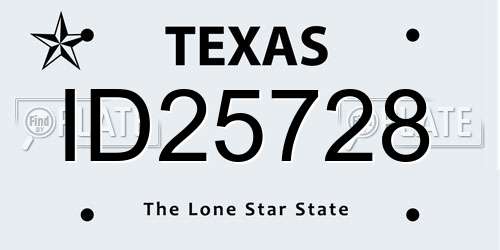 ID25728 Texas License Plate