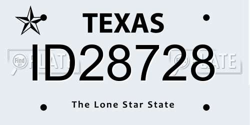 ID28728 Texas License Plate