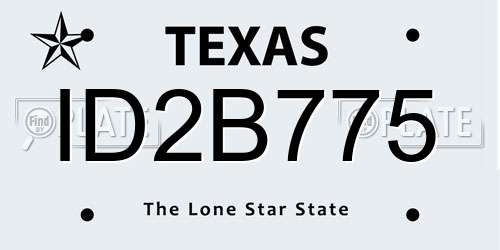 ID2B775 Texas License Plate