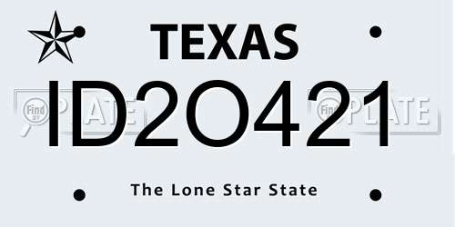 ID2O421 Texas License Plate