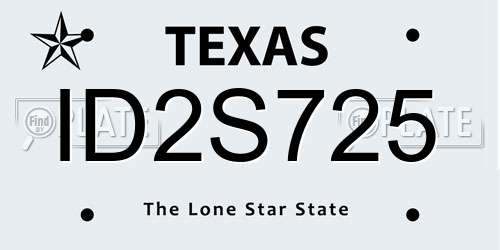 ID2S725 Texas License Plate