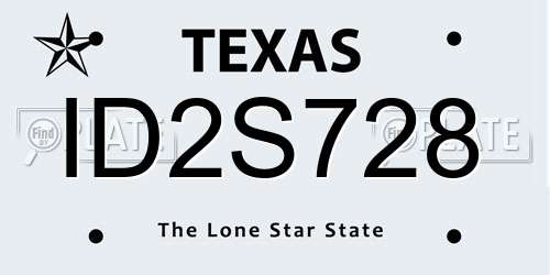 ID2S728 Texas License Plate