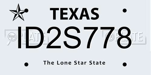 ID2S778 Texas License Plate