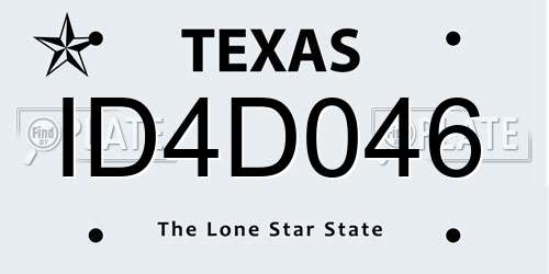 ID4D046 Texas License Plate