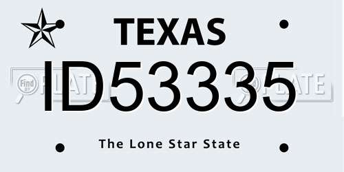 ID53335 Texas License Plate