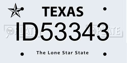 ID53343 Texas License Plate