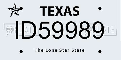 ID59989 Texas License Plate
