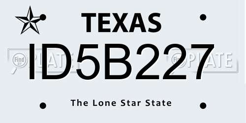 ID5B227 Texas License Plate