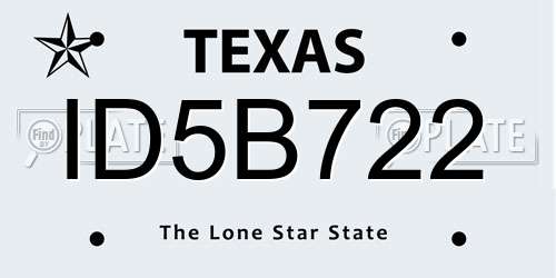 ID5B722 Texas License Plate