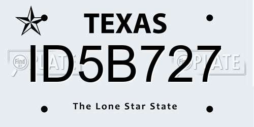 ID5B727 Texas License Plate