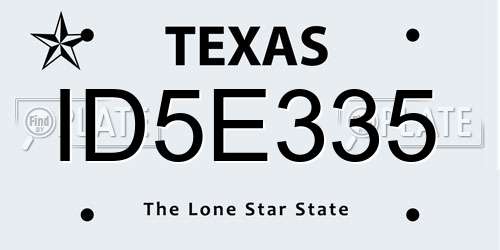 ID5E335 Texas License Plate