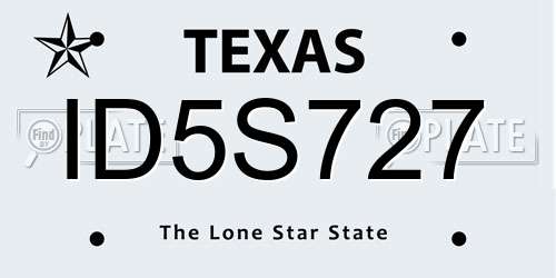 ID5S727 Texas License Plate