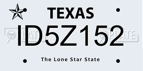 ID5Z152 Texas License Plate
