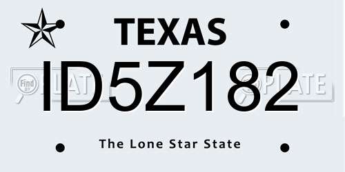 ID5Z182 Texas License Plate