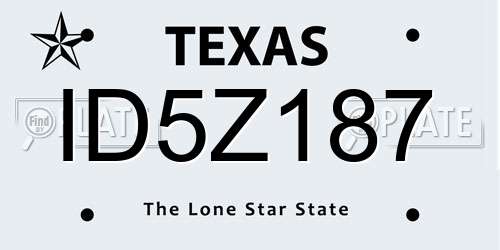 ID5Z187 Texas License Plate