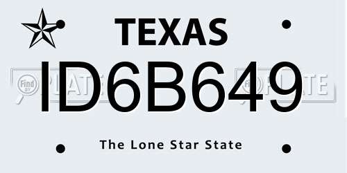 ID6B649 Texas License Plate