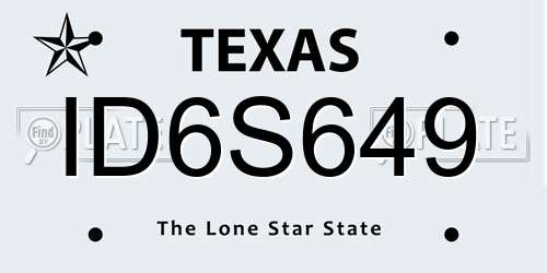 ID6S649 Texas License Plate