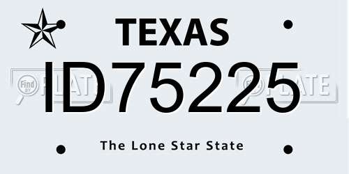 ID75225 Texas License Plate
