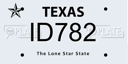 ID782 Texas License Plate