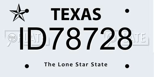 ID78728 Texas License Plate
