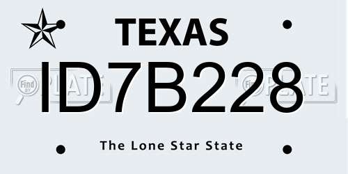 ID7B228 Texas License Plate