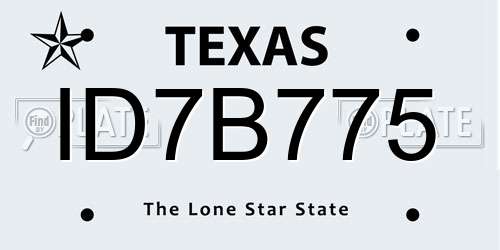 ID7B775 Texas License Plate