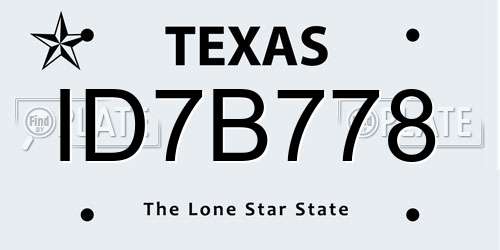ID7B778 Texas License Plate