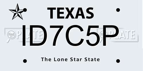 ID7C5P Texas License Plate