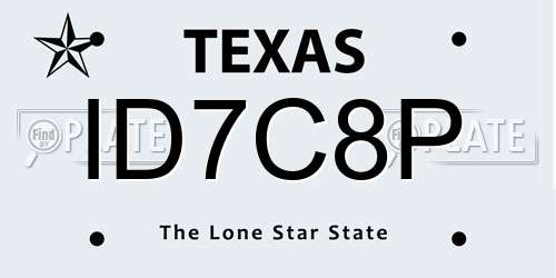 ID7C8P Texas License Plate