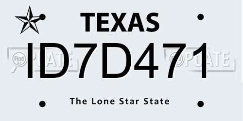 ID7D471 Texas License Plate
