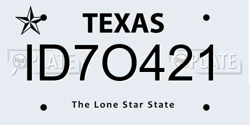 ID7O421 Texas License Plate