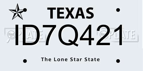 ID7Q421 Texas License Plate