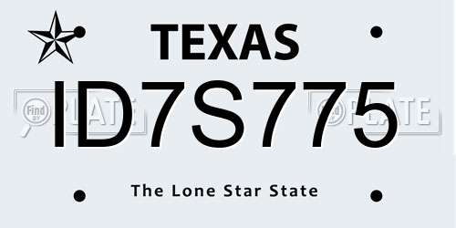ID7S775 Texas License Plate
