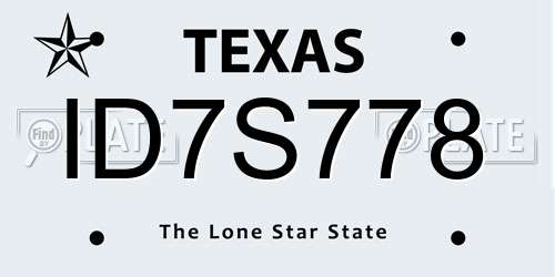 ID7S778 Texas License Plate