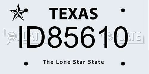 ID85610 Texas License Plate