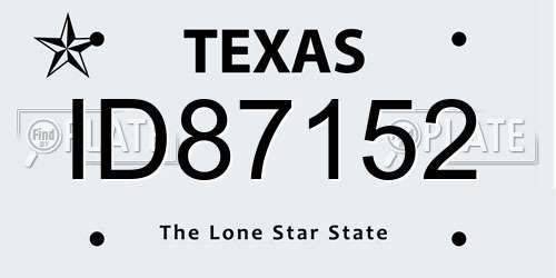ID87152 Texas License Plate